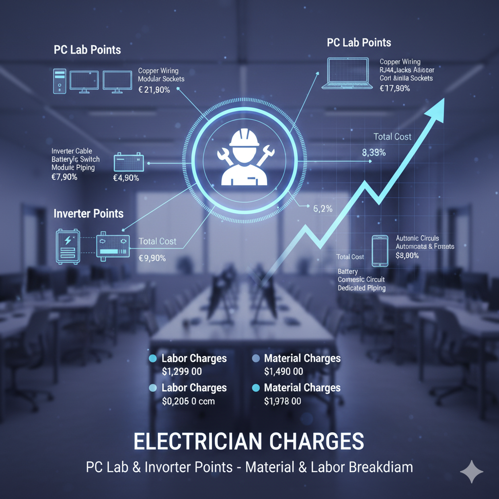 Electrician work charges along with material charges for PC lab points and Inverter points