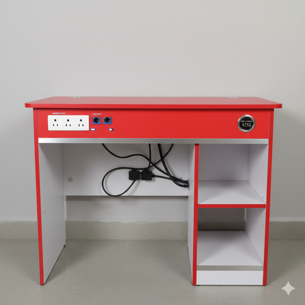Pre Cabinated computer table with Plug point, Lan point, Inverter point including all charges